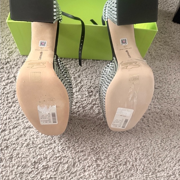 Larroude Black Platform Block Heels with Silver Crystal Accents (BRAND NEW) - Picture 4 of 9